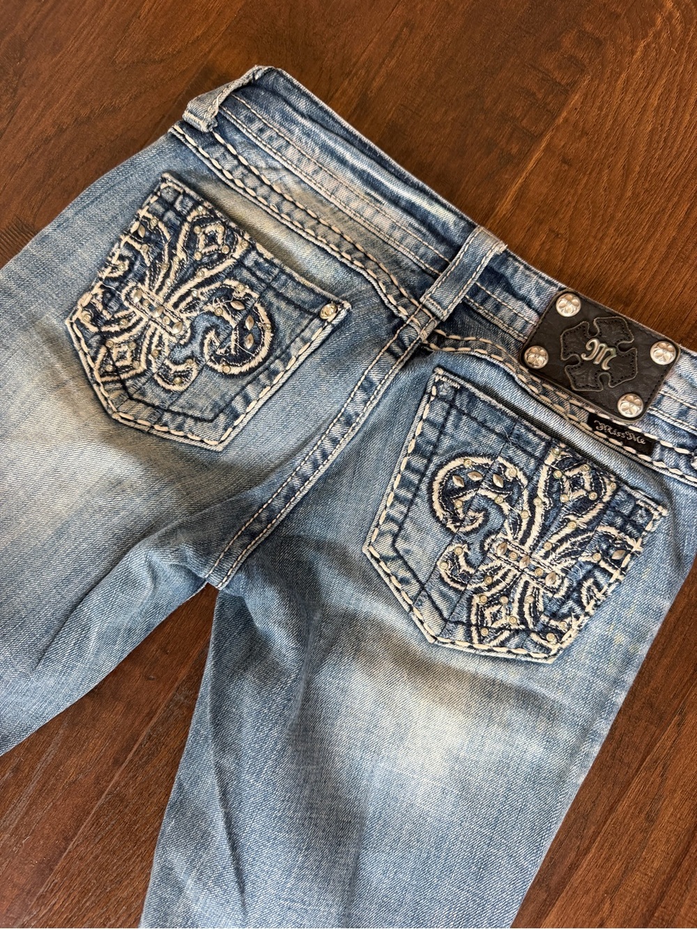 Miss Me Light Blue Embroidered Back Pocket Bootcut Jeans